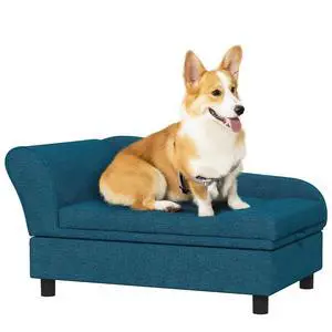 PawHut Pet Sofa, Dog Couch, Elevated Pet Bed for Small Dogs, with Hidden Storage, Soft Tufted Cushion, Dark Blue | Elevated Pet Bed, Soft Tufted Cushion PawHut Pet Sofa, Dog Couch, Elevated Pet Bed for Small Dogs, with Hidden Storage, Soft Tufted Cushion, Dark Blue | Elevated Pet Bed, Soft Tufted Cushion