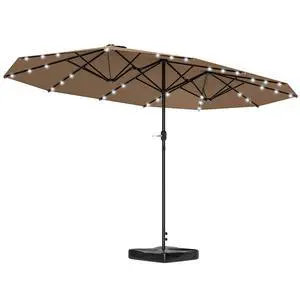 14.4ft Large Patio Umbrella with 36 Solar LED Lights | Double Sided Outdoor Umbrella, Base Included 14.4ft Large Patio Umbrella with 36 Solar LED Lights | Double Sided Outdoor Umbrella, Base Included