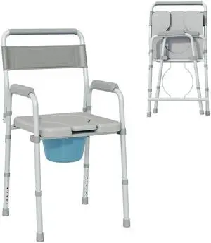 4 in 1 Bedside Commode with Handle for Adults, Handicap, Gray | Shower Chair, Portable Toilet, Raised Toilet Seat, for Seniors, Adjustable Height 4 in 1 Bedside Commode with Handle for Adults, Handicap, Gray | Shower Chair, Portable Toilet, Raised Toilet Seat, for Seniors, Adjustable Height