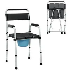 4 in 1 Bedside Commode with Handle for Adults, Handicap, Black | Shower Chair, Portable Toilet, Raised Toilet Seat, for Seniors, Adjustable Height 4 in 1 Bedside Commode with Handle for Adults, Handicap, Black | Shower Chair, Portable Toilet, Raised Toilet Seat, for Seniors, Adjustable Height