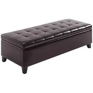 51" Ottoman Storage Bench, Tufted Bench for End of Bed, Brown | Faux Leather, Lift Top, for Living Room, Entryway 51" Ottoman Storage Bench, Tufted Bench for End of Bed, Brown | Faux Leather, Lift Top, for Living Room, Entryway