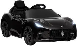 Qaba 12V Kids Electric Car Maserati Gran Turismo Licensed for Kids Black | Remote Control, Toddler Electric Vehicle, Auxiliary Wheel, Soft Start, LED Lights, Music, Horn, 3 Speeds Qaba 12V Kids Electric Car Maserati Gran Turismo Licensed for Kids Black | Remote Control, Toddler Electric Vehicle, Auxiliary Wheel, Soft Start, LED Lights, Music, Horn, 3 Speeds