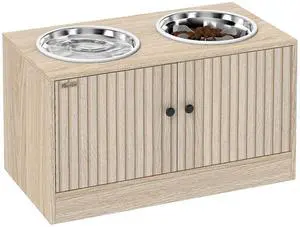 PawHut Elevated Dog Bowls Storage Cabinet Slow Feeder for Large Pets Oak | Raised Dog Bowl Stand, Pet Feeding Station, Non-Slip PawHut Elevated Dog Bowls Storage Cabinet Slow Feeder for Large Pets Oak | Raised Dog Bowl Stand, Pet Feeding Station, Non-Slip