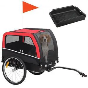 PawHut Dog Bike Trailer 20" Air Tires for Small Medium Breeds 44 lbs | Pet Cart Bicycle Carrier, Quick-Release Wheels, Reflectors, Flag, Dog Cart for Bicycle PawHut Dog Bike Trailer 20" Air Tires for Small Medium Breeds 44 lbs | Pet Cart Bicycle Carrier, Quick-Release Wheels, Reflectors, Flag, Dog Cart for Bicycle