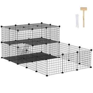 PawHut 47 Panels Pet Playpen Small Animal Playpen with Doors 14" x 14" | Portable Metal Wire Yard Bunny Pen, Guinea Pigs, Chinchillas PawHut 47 Panels Pet Playpen Small Animal Playpen with Doors 14" x 14" | Portable Metal Wire Yard Bunny Pen, Guinea Pigs, Chinchillas