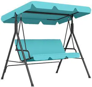3-Person Porch Swing w/Stand Adjustable Tilt Canopy, Green | Removable Cushion, Steel Frame Stand, Outdoor, Patio, Garden, Poolside, Balcony, Backyard, Porch 3-Person Porch Swing w/Stand Adjustable Tilt Canopy, Green | Removable Cushion, Steel Frame Stand, Outdoor, Patio, Garden, Poolside, Balcony, Backyard, Porch