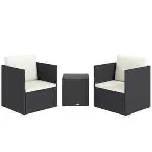 3 Piece Patio Furniture Set, Outdoor Wicker Bistro Set, Black | Folding Design, Washable Cushions, Adjustable Feet, Glass Coffee Table, Easy Assembly, Garden Balcony Poolside Backyard 3 Piece Patio Furniture Set, Outdoor Wicker Bistro Set, Black | Folding Design, Washable Cushions, Adjustable Feet, Glass Coffee Table, Easy Assembly, Garden Balcony Poolside Backyard