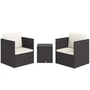 3 Piece Patio Furniture Set, Outdoor Wicker Bistro Set, Brown | Folding Design, Washable Cushions, Adjustable Feet, Glass Coffee Table, Easy Assembly, Garden Balcony Poolside Backyard 3 Piece Patio Furniture Set, Outdoor Wicker Bistro Set, Brown | Folding Design, Washable Cushions, Adjustable Feet, Glass Coffee Table, Easy Assembly, Garden Balcony Poolside Backyard
