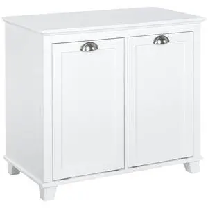 Dual Tilt Out Laundry Hamper Cabinet Bathroom Storage Cabinet White | 2-Compartment Hamper, Modern, for Washroom Dual Tilt Out Laundry Hamper Cabinet Bathroom Storage Cabinet White | 2-Compartment Hamper, Modern, for Washroom