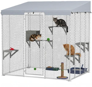 PawHut Catio Outdoor Cat Enclosure 79" Large Walk-in Cat House, Resting Box | Waterproof Cover, 2 Resting Boxes, 7 Jumping Platforms, Chicken Run Coop, Rabbit Hutch, Feral Kitten Shelter Pointed Roof PawHut Catio Outdoor Cat Enclosure 79" Large Walk-in Cat House, Resting Box | Waterproof Cover, 2 Resting Boxes, 7 Jumping Platforms, Chicken Run Coop, Rabbit Hutch, Feral Kitten Shelter Pointed Roof