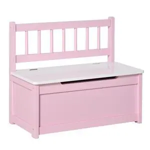 Qaba Toy Box Chest Kids Storage Bench Top Lid 24" x 12" x 20" Pink | Large 27 L Interior, Toy Organizer, Backrest, Kids Bedroom Furniture, Nursery Room, Playroom, Bedroom Qaba Toy Box Chest Kids Storage Bench Top Lid 24" x 12" x 20" Pink | Large 27 L Interior, Toy Organizer, Backrest, Kids Bedroom Furniture, Nursery Room, Playroom, Bedroom