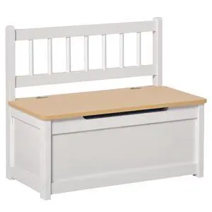 Qaba Toy Box Chest Kids Storage Bench Top Lid 24" x 12" x 20" White | Large 27 L Interior, Toy Organizer, Backrest, Kids Bedroom Furniture, Nursery Room, Playroom, Bedroom Qaba Toy Box Chest Kids Storage Bench Top Lid 24" x 12" x 20" White | Large 27 L Interior, Toy Organizer, Backrest, Kids Bedroom Furniture, Nursery Room, Playroom, Bedroom