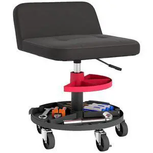 Rolling Mechanic Stool, 300 LBS Capacity with 360° Wheels, Black | Backrest, Pneumatic Creeper Garage Stool, Heavy Duty Roller Seat, Padded Shop Chair, Tool Tray Storage, Adjustable Height Rolling Mechanic Stool, 300 LBS Capacity with 360° Wheels, Black | Backrest, Pneumatic Creeper Garage Stool, Heavy Duty Roller Seat, Padded Shop Chair, Tool Tray Storage, Adjustable Height