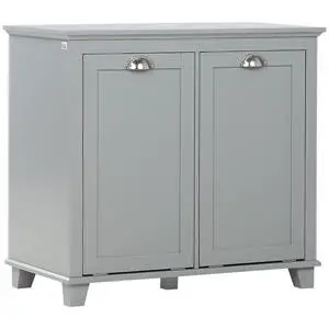 Dual Tilt Out Laundry Hamper Cabinet Bathroom Storage Cabinet Gray | 2-Compartment Hamper, Modern, for Washroom Dual Tilt Out Laundry Hamper Cabinet Bathroom Storage Cabinet Gray | 2-Compartment Hamper, Modern, for Washroom