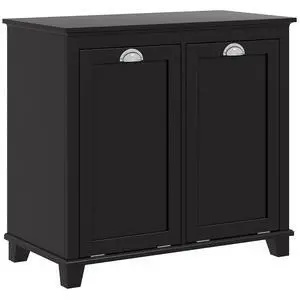 Dual Tilt Out Laundry Hamper Cabinet Bathroom Storage Cabinet Black | 2-Compartment Hamper, Modern, for Washroom Dual Tilt Out Laundry Hamper Cabinet Bathroom Storage Cabinet Black | 2-Compartment Hamper, Modern, for Washroom