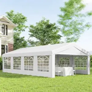 13 x 26 ft Heavy Duty Party Tent Outdoor Gazebo Wedding Tent Event Shelter Carport BBQ with Removable Sidewalls & Windows, Outside Waterproof Canopy for Parties, White 13 x 26 ft Heavy Duty Party Tent Outdoor Gazebo Wedding Tent Event Shelter Carport BBQ with Removable Sidewalls & Windows, Outside Waterproof Canopy for Parties, White