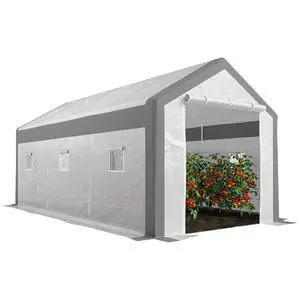 20' x 10' x 9' Walk-in Greenhouse with 6 Roll-up Windows White | Outdoor Garden Warm Hot House, 2 Zippered Doors, Weather Cover 20' x 10' x 9' Walk-in Greenhouse with 6 Roll-up Windows White | Outdoor Garden Warm Hot House, 2 Zippered Doors, Weather Cover