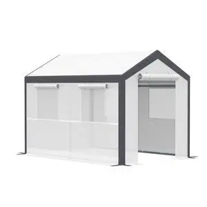 10' x 7' x 7' Greenhouse Walk-in Tunnel PE Cover Steel Frame White | Green House, PE Cover, Steel Frame, 2 Roll-Up Zipper Doors, 4 Windows, for Flowers, Vegetables, Tropical Plants 10' x 7' x 7' Greenhouse Walk-in Tunnel PE Cover Steel Frame White | Green House, PE Cover, Steel Frame, 2 Roll-Up Zipper Doors, 4 Windows, for Flowers, Vegetables, Tropical Plants