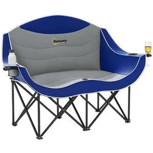 Double Camping Chair for Adults, Padded Folding Camp Chair for 2 Person with Armrest, Wine Glass Holder, Cup Holder, Carry Bag for Outdoor Sports, Picnics, Supports up to 552 lbs. Double Camping Chair for Adults, Padded Folding Camp Chair for 2 Person with Armrest, Wine Glass Holder, Cup Holder, Carry Bag for Outdoor Sports, Picnics, Supports up to 552 lbs.