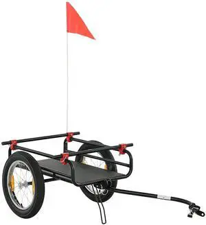 2-in-1 Bike Cargo Trailer & Wagon Cart Fits 22"-28" Bike Wheels | Multi-Use Bicycle Trailer, Quick Release 16" Pneumatic Wheels, Kickstand, Red Flag, Universal Hitch, 132lbs Capacity 2-in-1 Bike Cargo Trailer & Wagon Cart Fits 22"-28" Bike Wheels | Multi-Use Bicycle Trailer, Quick Release 16" Pneumatic Wheels, Kickstand, Red Flag, Universal Hitch, 132lbs Capacity