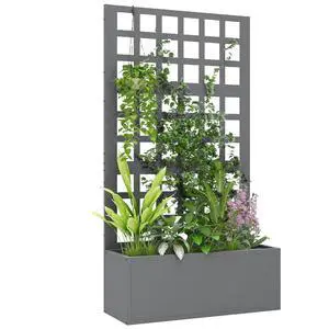 Galvanized Raised Garden Bedw/Trellis 24"x9"x44.5" Gray | Metal Planter Box with Drainage Holes, Outdoor Privacy Screen, Planter with Trellis, Climbing Plants, Vegetable, Vines Galvanized Raised Garden Bedw/Trellis 24"x9"x44.5" Gray | Metal Planter Box with Drainage Holes, Outdoor Privacy Screen, Planter with Trellis, Climbing Plants, Vegetable, Vines