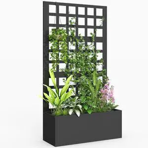 Galvanized Raised Garden Bedw/Trellis 24"x9"x44.5" Black | Metal Planter Box with Drainage Holes, Outdoor Privacy Screen, Planter with Trellis, Climbing Plants, Vegetable, Vines Galvanized Raised Garden Bedw/Trellis 24"x9"x44.5" Black | Metal Planter Box with Drainage Holes, Outdoor Privacy Screen, Planter with Trellis, Climbing Plants, Vegetable, Vines