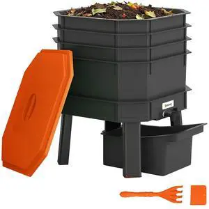 4-Tray Worm Composter Bin 7.4 Gal for Indoor & Outdoor, Orange | Farm Starter Kits, Vermicomposting Starter, Garden Composting Bin, Recycling Food Waste 4-Tray Worm Composter Bin 7.4 Gal for Indoor & Outdoor, Orange | Farm Starter Kits, Vermicomposting Starter, Garden Composting Bin, Recycling Food Waste