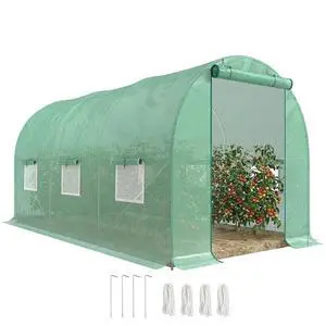 15' x 6' x 7' Walk-in Tunnel Greenhouse, Garden Green House, Green | Roll-Up Door, Windows, Plant Growing House, Patio Backyard Garden 15' x 6' x 7' Walk-in Tunnel Greenhouse, Garden Green House, Green | Roll-Up Door, Windows, Plant Growing House, Patio Backyard Garden
