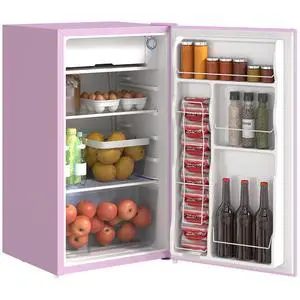 3.2 Cu.Ft Mini Fridge with Freezer Single Reversible Door Pink | Compact Refrigerator, Adjustable Thermostat, Shelf, for Bedroom Dorm Home Office, Energy Efficient 3.2 Cu.Ft Mini Fridge with Freezer Single Reversible Door Pink | Compact Refrigerator, Adjustable Thermostat, Shelf, for Bedroom Dorm Home Office, Energy Efficient