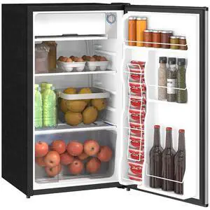 3.2 Cu.Ft Mini Fridge with Freezer Single Reversible Door Silver | Compact Refrigerator, Adjustable Thermostat, Shelf, for Bedroom Dorm Home Office, Energy Efficient 3.2 Cu.Ft Mini Fridge with Freezer Single Reversible Door Silver | Compact Refrigerator, Adjustable Thermostat, Shelf, for Bedroom Dorm Home Office, Energy Efficient