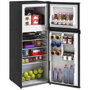 4 Cu.Ft Mini Fridge with Freezer Double Reversible Silver | Compact Refrigerator, Adjustable Thermostat, Shelf, for Bedroom Dorm Home Office, Energy Efficient 4 Cu.Ft Mini Fridge with Freezer Double Reversible Silver | Compact Refrigerator, Adjustable Thermostat, Shelf, for Bedroom Dorm Home Office, Energy Efficient