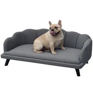 PawHut Velvet Large Dog Couch with Foam Cushion for Big Dogs Charcoal Gray | Soft and Cute Puppy Sofa Bed, Pearl Design PawHut Velvet Large Dog Couch with Foam Cushion for Big Dogs Charcoal Gray | Soft and Cute Puppy Sofa Bed, Pearl Design