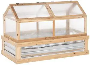 Raised Garden Bed, Polycarbonate Mini Greenhouse, Natural | 48" x 24" x 32", Wooden, Cold Frame Greenhouse, Flower Planter Protection Raised Garden Bed, Polycarbonate Mini Greenhouse, Natural | 48" x 24" x 32", Wooden, Cold Frame Greenhouse, Flower Planter Protection