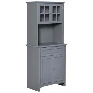 Elegant Buffet with Hutch, Kitchen Pantry Storage Cabinet Gray Elegant Buffet with Hutch, Kitchen Pantry Storage Cabinet Gray