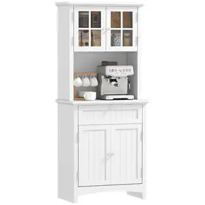 Elegant Buffet with Hutch, Kitchen Pantry Storage Cabinet White Elegant Buffet with Hutch, Kitchen Pantry Storage Cabinet White