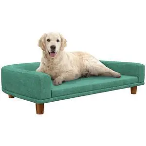 PawHut Dog Sofa Couch, Pet Bed with Comfortable Luxury Cushion, Washable Cover, Wooden Legs, Anti-Slip Mat for Large Dogs, Cats, Kittens, Green PawHut Dog Sofa Couch, Pet Bed with Comfortable Luxury Cushion, Washable Cover, Wooden Legs, Anti-Slip Mat for Large Dogs, Cats, Kittens, Green