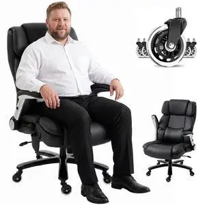400 Lbs Heavy Duty Office Chair with Adjustable Lumbar Support Black 400 Lbs Heavy Duty Office Chair with Adjustable Lumbar Support Black