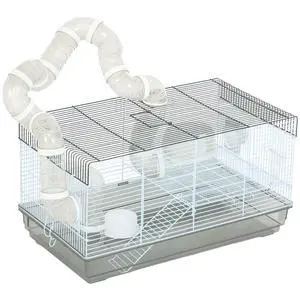 PawHut Hamster Cage, 2 Levels Gerbil Cage, Small Animal Cage for Dwarf Hamster with Tubes and Tunnels, Exercise Wheel, Food Dish, Water Bottle, Ramp, 23" x 13" x 12", Gray PawHut Hamster Cage, 2 Levels Gerbil Cage, Small Animal Cage for Dwarf Hamster with Tubes and Tunnels, Exercise Wheel, Food Dish, Water Bottle, Ramp, 23" x 13" x 12", Gray