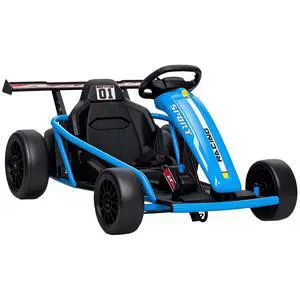 Qaba 24V Electric Go Kart for Kids, 8.1 MPH Drift Kart with Dual Motors, Nylon Tires, Outdoor 7AH Battery Powered Ride on Toy with Soft Start, Safety Belt, Horn and Music for Kids 8-12 Years, Blue Qaba 24V Electric Go Kart for Kids, 8.1 MPH Drift Kart with Dual Motors, Nylon Tires, Outdoor 7AH Battery Powered Ride on Toy with Soft Start, Safety Belt, Horn and Music for Kids 8-12 Years, Blue