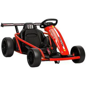 Qaba 24V Electric Go Kart for Kids, 8.1 MPH Drift Kart with Dual Motors, Nylon Tires, Outdoor 7AH Battery Powered Ride on Toy with Soft Start, Safety Belt, Horn and Music for Kids 8-12 Years, Red Qaba 24V Electric Go Kart for Kids, 8.1 MPH Drift Kart with Dual Motors, Nylon Tires, Outdoor 7AH Battery Powered Ride on Toy with Soft Start, Safety Belt, Horn and Music for Kids 8-12 Years, Red