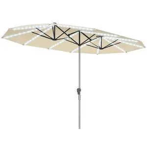 15ft Extra Large Patio Umbrella Bright Solar Lights 15ft Extra Large Patio Umbrella Bright Solar Lights