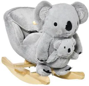 Qaba Kids Ride-On Rocking Horse Koala-Shaped Rocker for 18-36 Months Gray Qaba Kids Ride-On Rocking Horse Koala-Shaped Rocker for 18-36 Months Gray