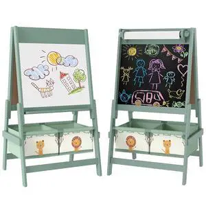 Qaba Art Easel for Kids with Paper Roll 3 in 1 Green Lion and Tiger Qaba Art Easel for Kids with Paper Roll 3 in 1 Green Lion and Tiger