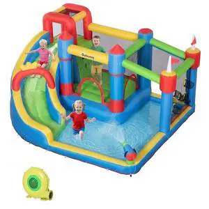 6-in-1 Inflatable Water Slide with Splash Pool, Climbing Wall 6-in-1 Inflatable Water Slide with Splash Pool, Climbing Wall