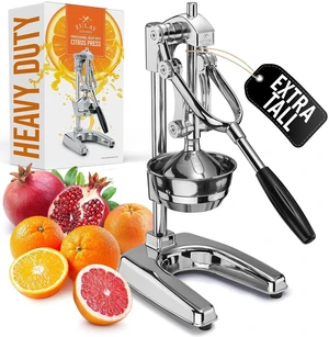 Professional Citrus Juicer - Chrome Finish Manual Citrus Press and Orange Squeezer - Metal Lemon Squeezer - Extra Tall Heavy Duty Manual Orange Juicer and Lime Squeezer Press Stand Professional Citrus Juicer - Chrome Finish Manual Citrus Press and Orange Squeezer - Metal Lemon Squeezer - Extra Tall Heavy Duty Manual Orange Juicer and Lime Squeezer Press Stand