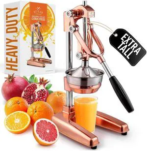 Zulay Professional Citrus Juicer - Premium Manual Citrus Press and Orange Squeezer - Metal Lemon & Lime Squeezer - Extra Tall Heavy Duty Cast Iron Manual, Rose Gold Zulay Professional Citrus Juicer - Premium Manual Citrus Press and Orange Squeezer - Metal Lemon & Lime Squeezer - Extra Tall Heavy Duty Cast Iron Manual, Rose Gold