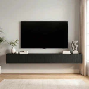 78.7 Floating Entertainment Center with 16 Color Led Light, Black 78.7 Floating Entertainment Center with 16 Color Led Light, Black