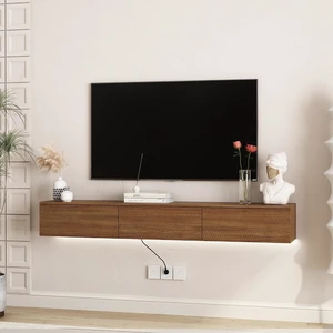 67Modern TV Stand for 55/60/65 TV, Floating Entertainment Center with 16 Color LEDs and Cabinet for Bedroom, Living Room, Natural Wood 67Modern TV Stand for 55/60/65 TV, Floating Entertainment Center with 16 Color LEDs and Cabinet for Bedroom, Living Room, Natural Wood