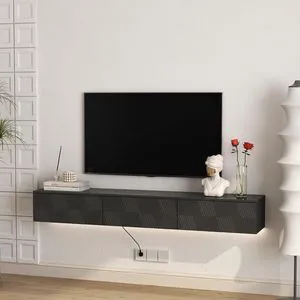 67Modern Wall Mount TV Stand for 55/60/65 TV, Minimalist Entertainment Center with 16 Color LEDs and Storage Cabinet for Bedroom, Living Room, Black 67Modern Wall Mount TV Stand for 55/60/65 TV, Minimalist Entertainment Center with 16 Color LEDs and Storage Cabinet for Bedroom, Living Room, Black