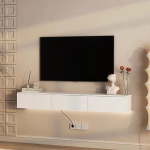 67 Floating TV Stand for 55/60/65 TV with 16 Color LEDs, Modern Entertainment Center with Storage Cabinet for Bedroom, Living Room, White 67 Floating TV Stand for 55/60/65 TV with 16 Color LEDs, Modern Entertainment Center with Storage Cabinet for Bedroom, Living Room, White